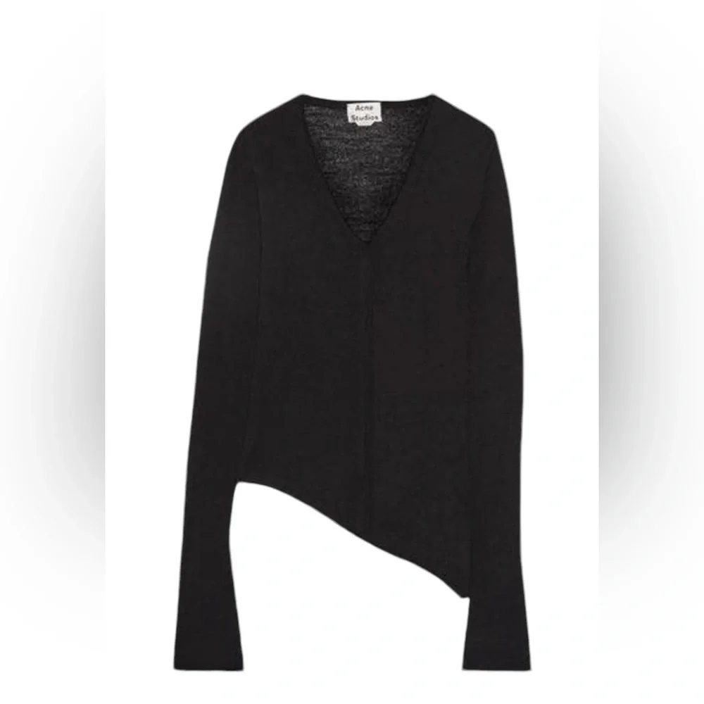 Acne Studios Jaden Black Alpaca Asymmetrical Top - Picture 2 of 12